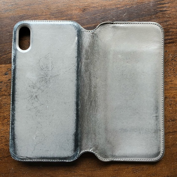 Apple iPhone X Leather Folio Taupe Case - Picture 3 of 3